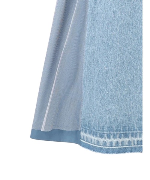 Editt by YECCA VECCA（エディットバイイェッカヴェッカ）の「異素材MIXデニムスカート（スカート・レディース・インディゴブルー/ライトインディゴブルー・FREE）」の4枚目の写真