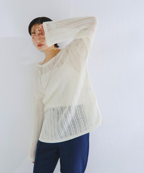 RASW（ラス）の「[RASW]シアーストライプニット（ニット/セーター・レディース・オフホワイト/ブラック・L/M）」の5枚目の写真