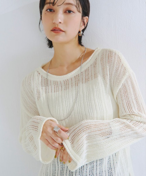 RASW（ラス）の「[RASW]シアーストライプニット（ニット/セーター・レディース・オフホワイト/ブラック・L/M）」の7枚目の写真