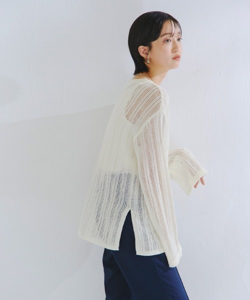 RASW（ラス）の「[RASW]シアーストライプニット（ニット/セーター・レディース・オフホワイト/ブラック・L/M）」の8枚目の写真