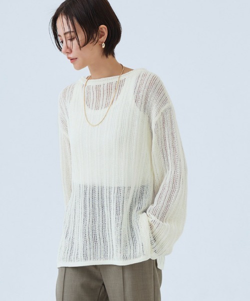 RASW（ラス）の「[RASW]シアーストライプニット（ニット/セーター・レディース・オフホワイト/ブラック・L/M）」の14枚目の写真