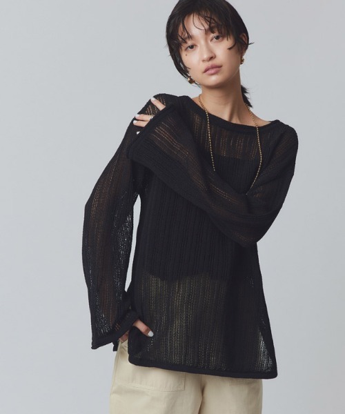 RASW（ラス）の「[RASW]シアーストライプニット（ニット/セーター・レディース・オフホワイト/ブラック・L/M）」の16枚目の写真