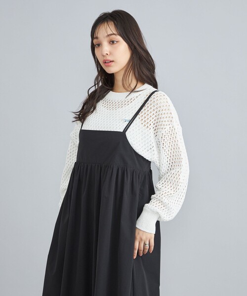 PENNEYS（ぺニーズ）の「PENNEYS（ぺニーズ）別注メッシュクルーネックニット（ニット/セーター・レディース・ホワイト/ケリーグリーン・FREE）」の2枚目の写真