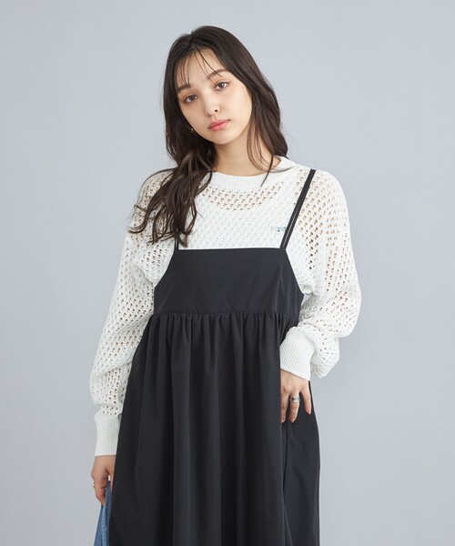 PENNEYS（ぺニーズ）の「PENNEYS（ぺニーズ）別注メッシュクルーネックニット（ニット/セーター・レディース・ホワイト/ケリーグリーン・FREE）」の9枚目の写真