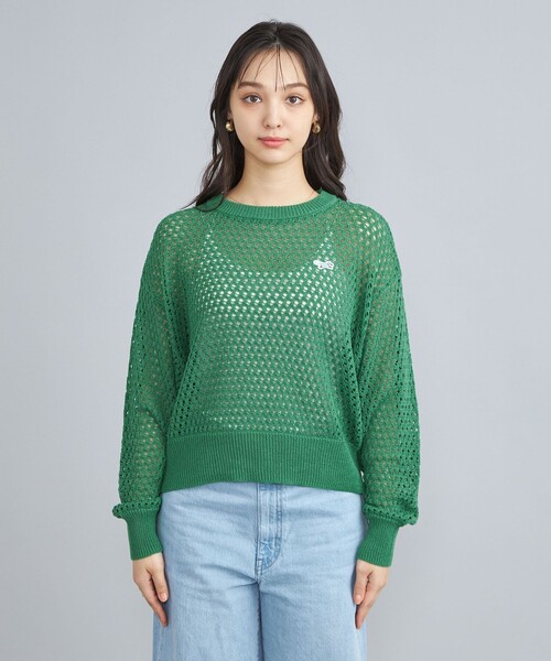 PENNEYS（ぺニーズ）の「PENNEYS（ぺニーズ）別注メッシュクルーネックニット（ニット/セーター・レディース・ホワイト/ケリーグリーン・FREE）」の16枚目の写真