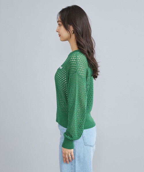 PENNEYS（ぺニーズ）の「PENNEYS（ぺニーズ）別注メッシュクルーネックニット（ニット/セーター・レディース・ホワイト/ケリーグリーン・FREE）」の17枚目の写真
