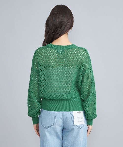 PENNEYS（ぺニーズ）の「PENNEYS（ぺニーズ）別注メッシュクルーネックニット（ニット/セーター・レディース・ホワイト/ケリーグリーン・FREE）」の18枚目の写真
