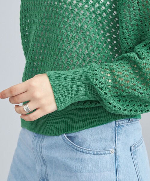 PENNEYS（ぺニーズ）の「PENNEYS（ぺニーズ）別注メッシュクルーネックニット（ニット/セーター・レディース・ホワイト/ケリーグリーン・FREE）」の20枚目の写真