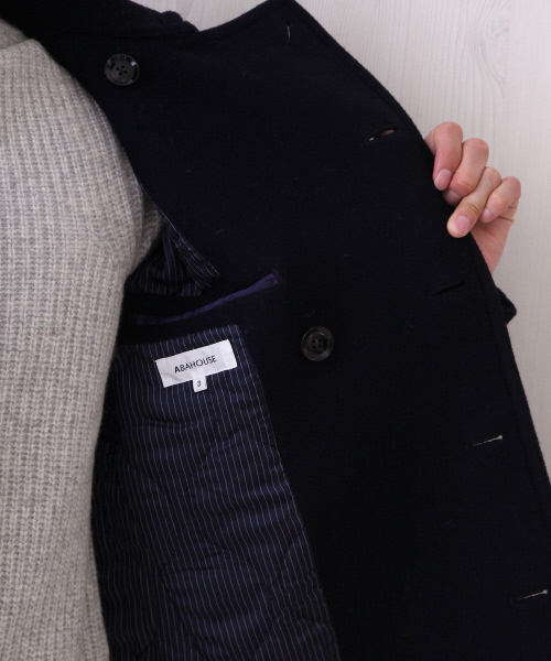 ABAHOUSE（アバハウス）の「MELTON　 PEA-COAT(LONG)（ピーコート・メンズ・ネイビー/カーキ/キャメル・1/2/3/4）」の6枚目の写真
