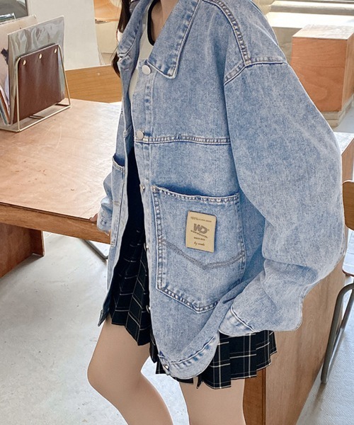 Miniministore(ミニミニストア)の「デニムジャケット レディースGジャン韓国(デニムジャケット・レディース・ブラック/サックスブルー・FREE)」の9枚目の写真