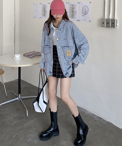 Miniministore(ミニミニストア)の「デニムジャケット レディースGジャン韓国(デニムジャケット・レディース・ブラック/サックスブルー・FREE)」の10枚目の写真