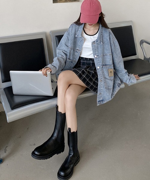 Miniministore(ミニミニストア)の「デニムジャケット レディースGジャン韓国(デニムジャケット・レディース・ブラック/サックスブルー・FREE)」の15枚目の写真