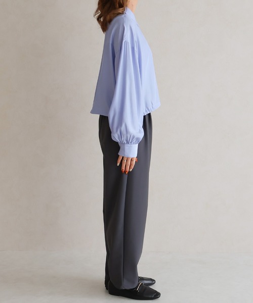 Social GIRL（ソーシャルガール）の「裾絞り襟付きシャツ（シャツ/ブラウス・レディース・ブルー/オフホワイト・M）」の5枚目の写真