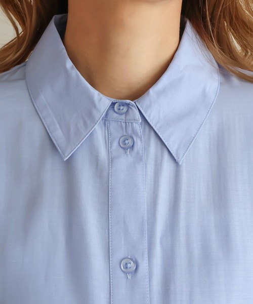Social GIRL（ソーシャルガール）の「裾絞り襟付きシャツ（シャツ/ブラウス・レディース・ブルー/オフホワイト・M）」の8枚目の写真