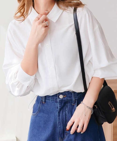 Social GIRL（ソーシャルガール）の「裾絞り襟付きシャツ（シャツ/ブラウス・レディース・ブルー/オフホワイト・M）」の16枚目の写真