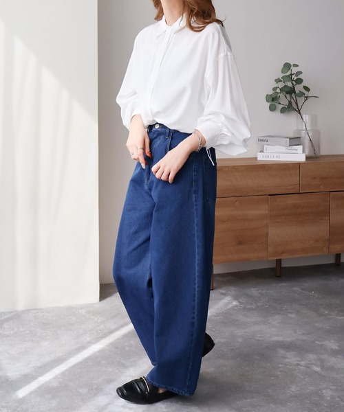 Social GIRL（ソーシャルガール）の「裾絞り襟付きシャツ（シャツ/ブラウス・レディース・ブルー/オフホワイト・M）」の17枚目の写真