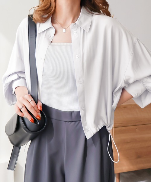 Social GIRL（ソーシャルガール）の「裾絞り襟付きシャツ（シャツ/ブラウス・レディース・ブルー/オフホワイト・M）」の14枚目の写真