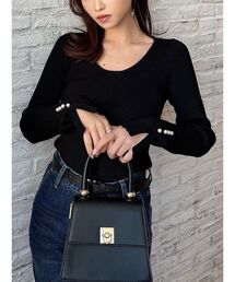 RESEXXY | パールスリーブリブニットトップス(ニット/セーター)