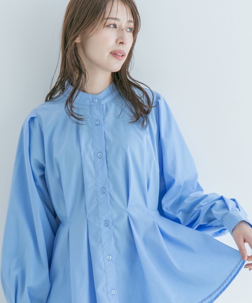 Jayro（ジャイロ）の「ウエストボリュームタックスタンドブラウス（シャツ/ブラウス・レディース・グレー系その他/ブラック/ブルー/ホワイト系その他・M）」の4枚目の写真