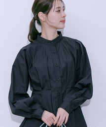 ウエストボリュームタックスタンドブラウス