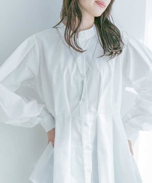 Jayro（ジャイロ）の「ウエストボリュームタックスタンドブラウス（シャツ/ブラウス・レディース・グレー系その他/ブラック/ブルー/ホワイト系その他・M）」の5枚目の写真