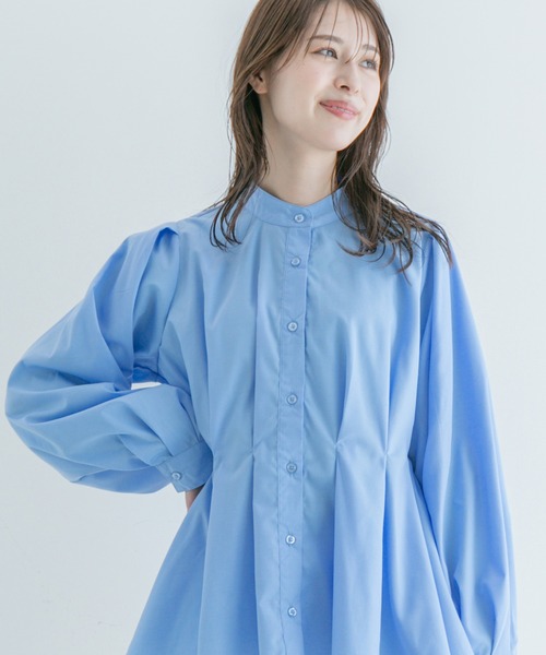 Jayro（ジャイロ）の「ウエストボリュームタックスタンドブラウス（シャツ/ブラウス・レディース・グレー系その他/ブラック/ブルー/ホワイト系その他・M）」の6枚目の写真