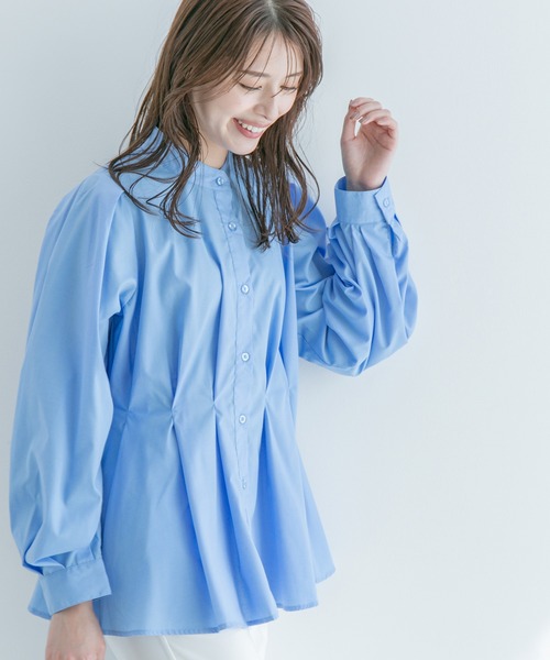 Jayro（ジャイロ）の「ウエストボリュームタックスタンドブラウス（シャツ/ブラウス・レディース・グレー系その他/ブラック/ブルー/ホワイト系その他・M）」の9枚目の写真