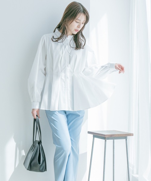 Jayro（ジャイロ）の「ウエストボリュームタックスタンドブラウス（シャツ/ブラウス・レディース・グレー系その他/ブラック/ブルー/ホワイト系その他・M）」の16枚目の写真