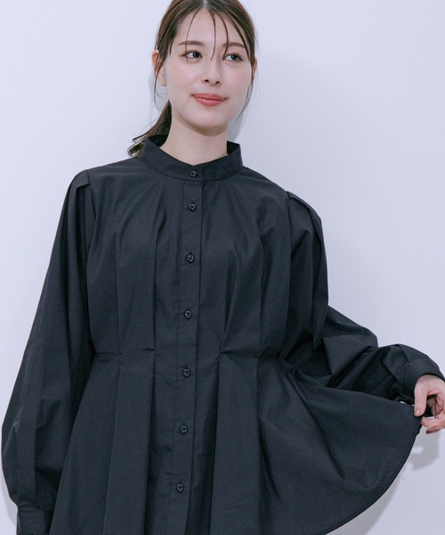 Jayro（ジャイロ）の「ウエストボリュームタックスタンドブラウス（シャツ/ブラウス・レディース・グレー系その他/ブラック/ブルー/ホワイト系その他・M）」の17枚目の写真