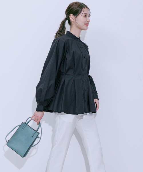 Jayro（ジャイロ）の「ウエストボリュームタックスタンドブラウス（シャツ/ブラウス・レディース・グレー系その他/ブラック/ブルー/ホワイト系その他・M）」の21枚目の写真