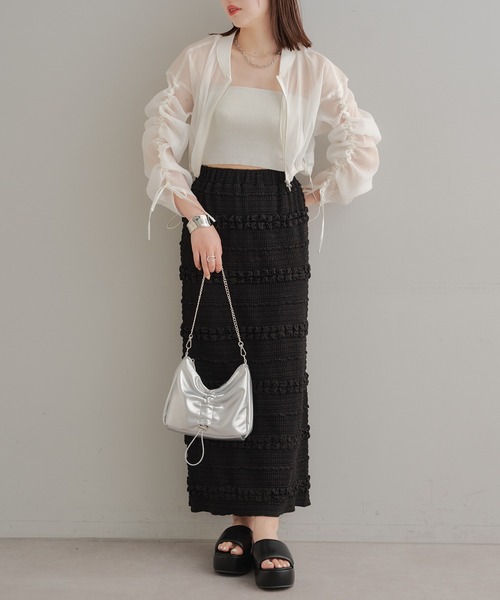 Chico（チコ）の「シアードロストジップシャツ（シャツ/ブラウス・レディース・ホワイト/ピンク/グレー・FREE）」の5枚目の写真