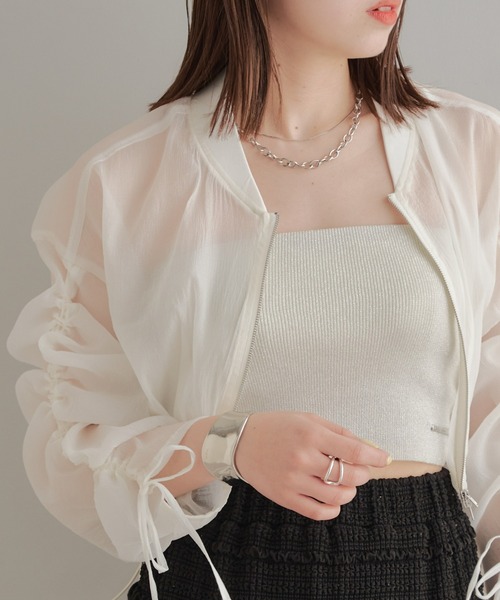 Chico（チコ）の「シアードロストジップシャツ（シャツ/ブラウス・レディース・ホワイト/ピンク/グレー・FREE）」の7枚目の写真