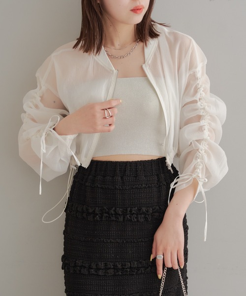 Chico（チコ）の「シアードロストジップシャツ（シャツ/ブラウス・レディース・ホワイト/ピンク/グレー・FREE）」の8枚目の写真