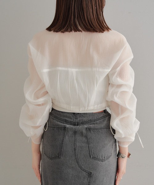 Chico（チコ）の「シアードロストジップシャツ（シャツ/ブラウス・レディース・ホワイト/ピンク/グレー・FREE）」の12枚目の写真