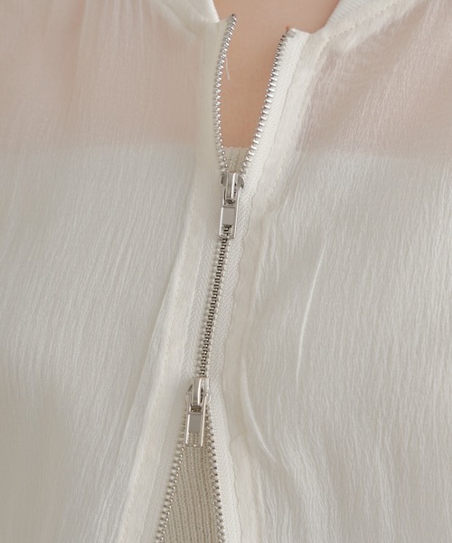 Chico（チコ）の「シアードロストジップシャツ（シャツ/ブラウス・レディース・ホワイト/ピンク/グレー・FREE）」の14枚目の写真