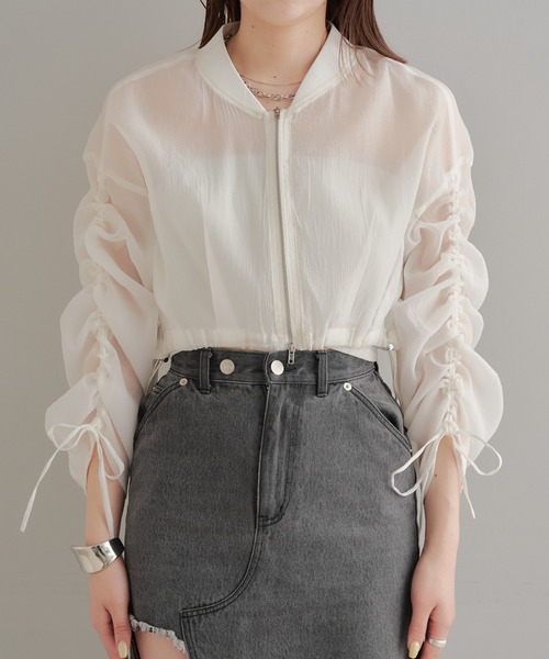 Chico（チコ）の「シアードロストジップシャツ（シャツ/ブラウス・レディース・ホワイト/ピンク/グレー・FREE）」の10枚目の写真