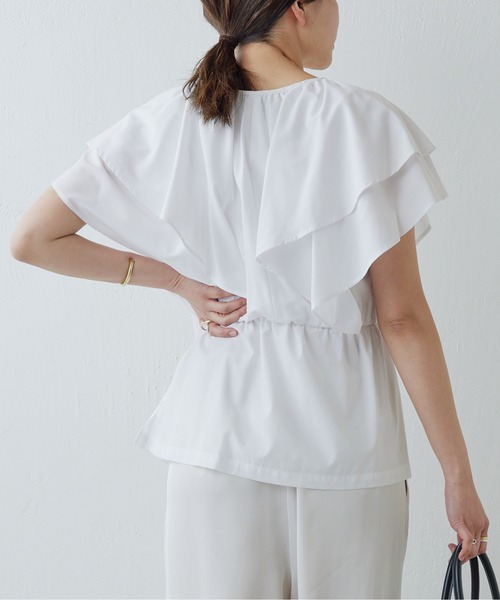 オンライン限定で再入荷！】スタンドフリルブラウス