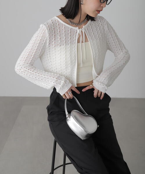 FREE'S MART（フリーズマート）の「◆透かし編みリボンボレロ（カーディガン/ボレロ・レディース・ブラック/ホワイト/ブルー・FREE）」の20枚目の写真