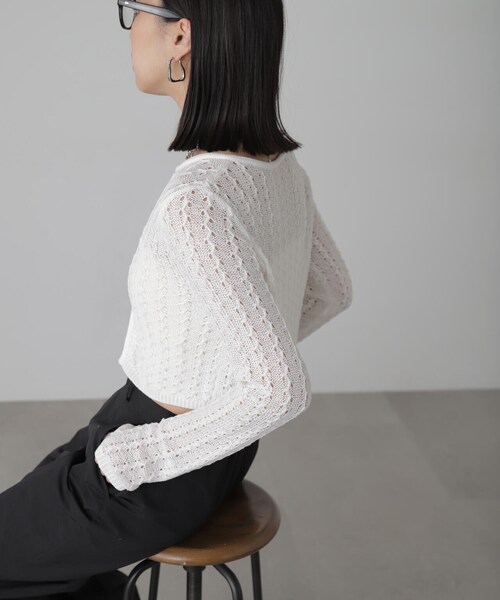 FREE'S MART（フリーズマート）の「◆透かし編みリボンボレロ（カーディガン/ボレロ・レディース・ブラック/ホワイト/ブルー・FREE）」の18枚目の写真