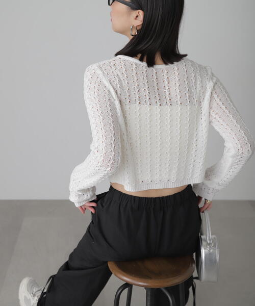 FREE'S MART（フリーズマート）の「◆透かし編みリボンボレロ（カーディガン/ボレロ・レディース・ブラック/ホワイト/ブルー・FREE）」の14枚目の写真
