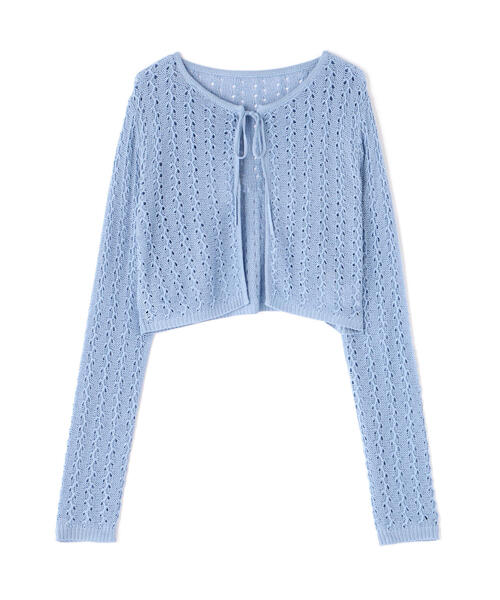 FREE'S MART（フリーズマート）の「◆透かし編みリボンボレロ（カーディガン/ボレロ・レディース・ブラック/ホワイト/ブルー・FREE）」の4枚目の写真