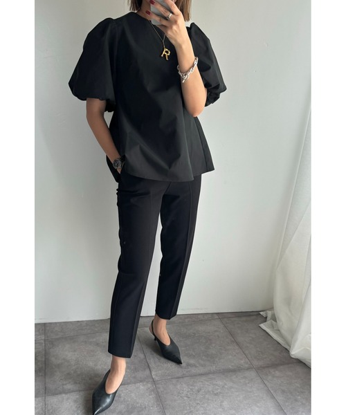 &. NOSTALGIA（アンドドットノスタルジア）の「【ZOZO限定】@reeechan419コラボ テーパードパンツ ★TALLサイズあり（その他パンツ・レディース・オフホワイト/ブラック・TALL/M）」の6枚目の写真