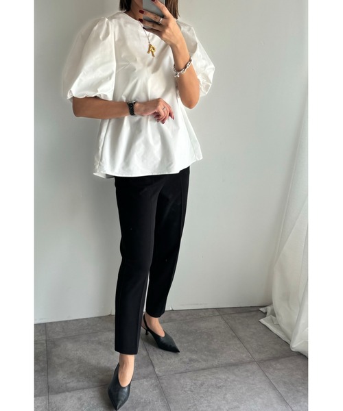 &. NOSTALGIA（アンドドットノスタルジア）の「【ZOZO限定】@reeechan419コラボ テーパードパンツ ★TALLサイズあり（その他パンツ・レディース・オフホワイト/ブラック・TALL/M）」の9枚目の写真