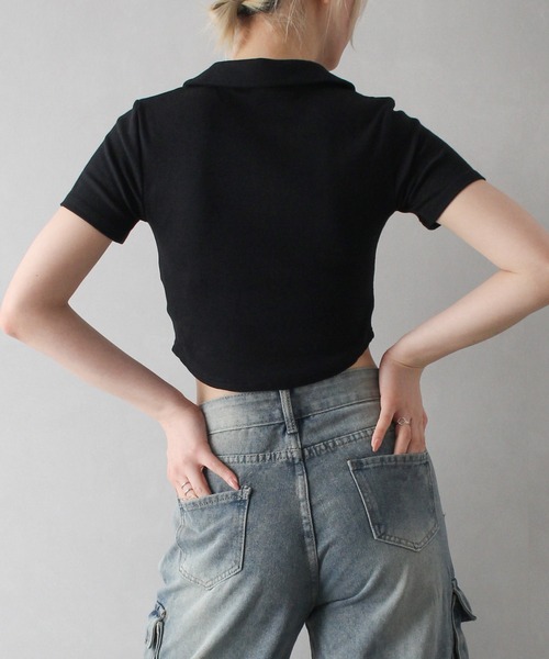 SpRay(スプレイ)の「シャーリングジップトップス(Tシャツ/カットソー・レディース・ホワイト/カーキ/ブラック/グレー・FREE)」の20枚目の写真