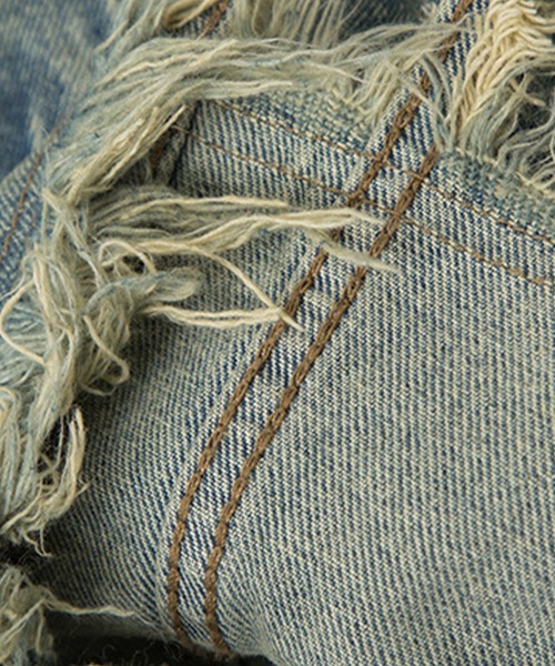 HOOK（フック）の「【HOOK】for girls　裾カットオフショット丈ウォッシュデニムジャケット（デニムジャケット・レディース・ブラック/ブルー・S/M/L）」の9枚目の写真