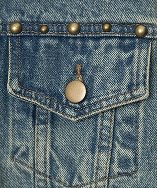 HOOK（フック）の「【HOOK】for girls　裾カットオフショット丈ウォッシュデニムジャケット（デニムジャケット・レディース・ブラック/ブルー・S/M/L）」の4枚目の写真