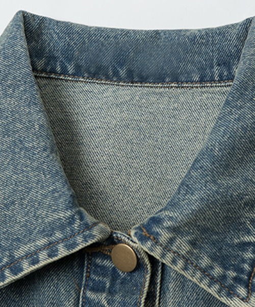 HOOK（フック）の「【HOOK】for girls　裾カットオフショット丈ウォッシュデニムジャケット（デニムジャケット・レディース・ブラック/ブルー・S/M/L）」の5枚目の写真