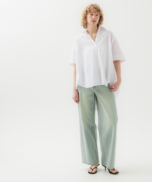 coca（coca）（コカ）の「バックギャザードルマンオックスシャツ（シャツ/ブラウス・レディース・ライトグリーン/ホワイト・M/L）」の4枚目の写真