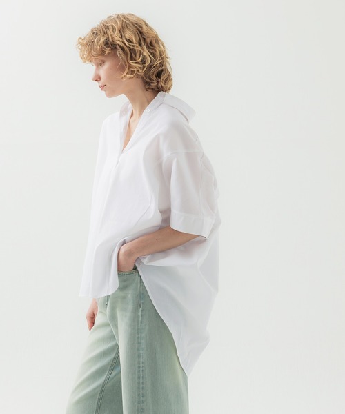 coca（coca）（コカ）の「バックギャザードルマンオックスシャツ（シャツ/ブラウス・レディース・ライトグリーン/ホワイト・M/L）」の5枚目の写真