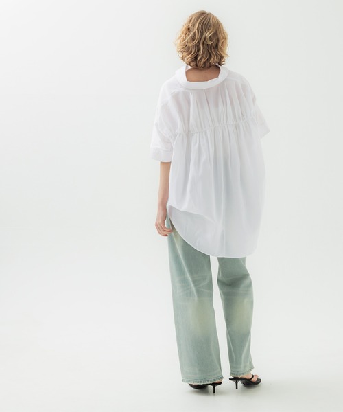 coca（coca）（コカ）の「バックギャザードルマンオックスシャツ（シャツ/ブラウス・レディース・ライトグリーン/ホワイト・M/L）」の6枚目の写真